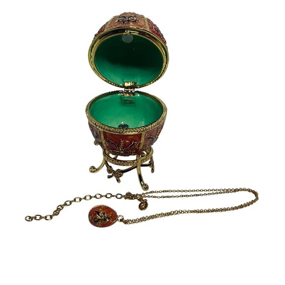 Joan Rivers Imperial Treasures LE Egg Trinket Box With Egg Pendant Necklace 5966 - Picture 4 of 9